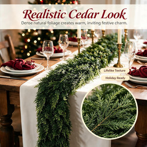 Artificial Cedar Garland, 6 FT Realistic Greenery Garland for Indoor & Outdoor Christmas Mantel, Staircase and Doorway Holiday Decor
