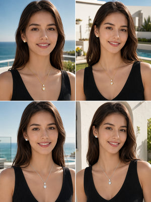 Heart Cubic Zirconia Jewelry Set, Dainty Halo Heart Pendant Necklace & Stud Earrings Matching Jewelry Set for Women