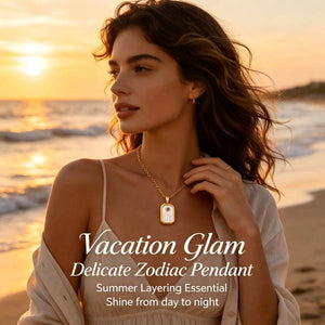 S925 Sterling Silver Gold-Plated Twelve Constellation Mother-of-Pearl Necklace | Dainty Zodiac Pendant with Blue Zircon