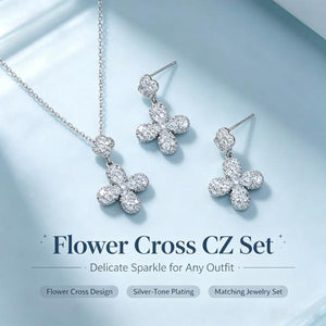 14K Gold Plated Dainty Cubic Zirconia Jewelry Sets | Necklace & Stud Earrings Matching Sets for Women Everyday Wear & Gifting