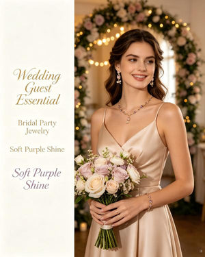 Dainty Pink & Purple Vine Cubic Zirconia Jewelry Set | 18K Gold Plated