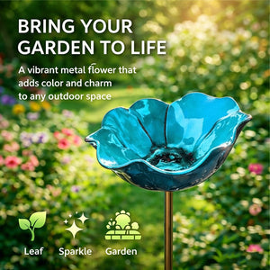 🌸Handmade Metal Flower Garden Stake🐦