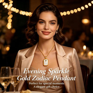 S925 Sterling Silver Gold-Plated Twelve Constellation Mother-of-Pearl Necklace | Dainty Zodiac Pendant with Blue Zircon