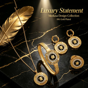 "Medusa Jewelry Collection - Greek Key 4-Piece Sets | Gold & Silver"
