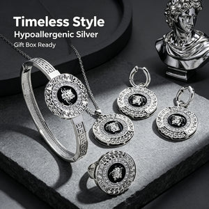 "Medusa Jewelry Collection - Greek Key 4-Piece Sets | Gold & Silver"