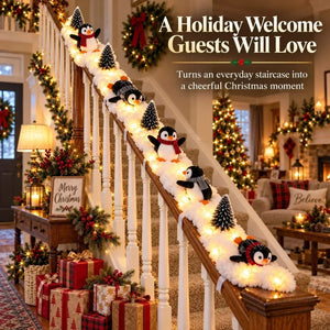 🔥Hot Sale 49% OFF🔥Playful Penguin Snowy Stair Railing Decor