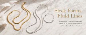 Dainty Flat Herringbone Snake Chain Necklace | Waterproof 18K Gold & Silver Plated Hypoallergenic Layering Choker