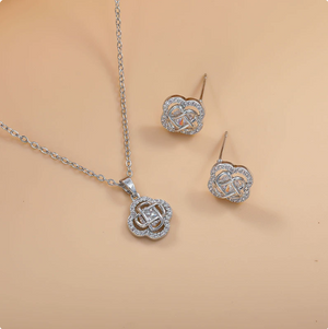 14K Gold Plated Dainty Cubic Zirconia Jewelry Sets | Necklace & Stud Earrings Matching Sets for Women Everyday Wear & Gifting