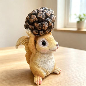 Cute Squirrel Holding Pinecone Resin Statue, Hand-Painted Weatherproof Garden Figurine, Indoor Outdoor Yard Lawn Decor Ornament