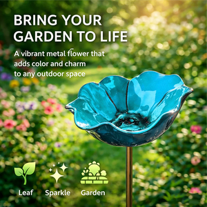 🎁Handmade Metal Flower Garden Stake Bird Bath🐦