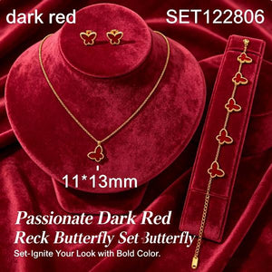 Dainty Butterfly 3Pcs Jewelry Set | 18K Gold Waterproof Matching Necklace Earring Bracelet