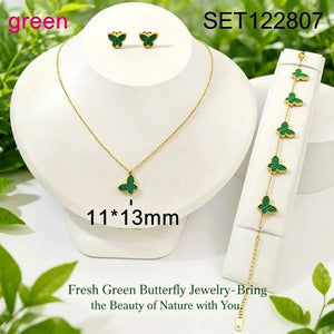 Dainty Butterfly 3Pcs Jewelry Set | 18K Gold Waterproof Matching Necklace Earring Bracelet