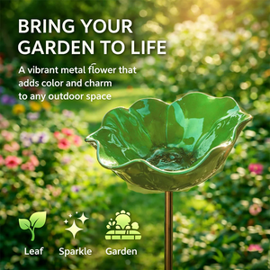 🎁Handmade Metal Flower Garden Stake Bird Bath🐦