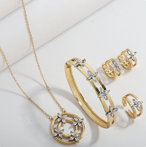 "Floral Jewelry Collection - 4-Piece Sets | Gold & Two-Tone"