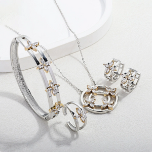 "Floral Jewelry Collection - 4-Piece Sets | Gold & Two-Tone"