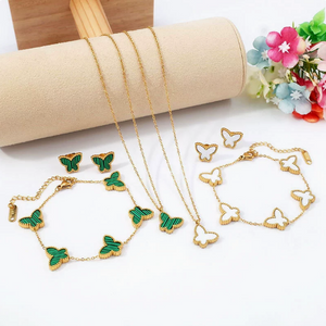 Dainty Butterfly 3Pcs Jewelry Set | 18K Gold Waterproof Matching Necklace Earring Bracelet
