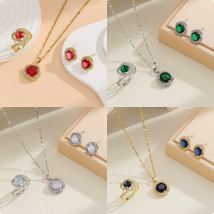 "Elevate Your Everyday: 3-Piece Gemstone Jewelry Set - Necklace, Earrings & Ring"