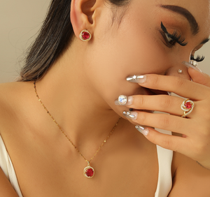 "Elevate Your Everyday: 3-Piece Gemstone Jewelry Set - Necklace, Earrings & Ring"