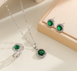 "Elevate Your Everyday: 3-Piece Gemstone Jewelry Set - Necklace, Earrings & Ring"