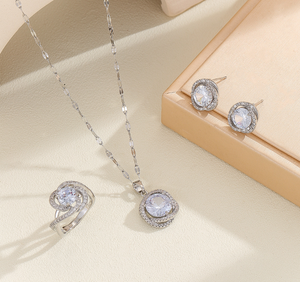 "Elevate Your Everyday: 3-Piece Gemstone Jewelry Set - Necklace, Earrings & Ring"