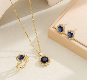 "Elevate Your Everyday: 3-Piece Gemstone Jewelry Set - Necklace, Earrings & Ring"