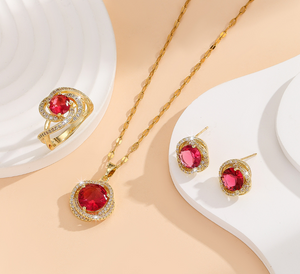 "Elevate Your Everyday: 3-Piece Gemstone Jewelry Set - Necklace, Earrings & Ring"