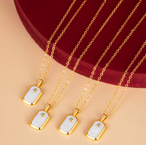 S925 Sterling Silver Gold-Plated Twelve Constellation Mother-of-Pearl Necklace | Dainty Zodiac Pendant with Blue Zircon