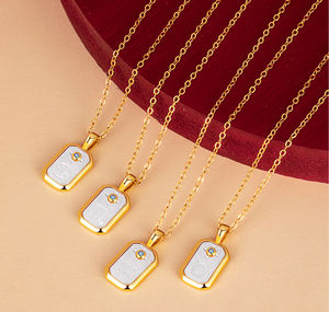S925 Sterling Silver Gold-Plated Twelve Constellation Mother-of-Pearl Necklace | Dainty Zodiac Pendant with Blue Zircon