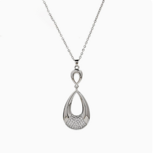 Hollow Water Drop Rhinestone Necklace Earrings Bracelet Ring Jewelry Set For Women