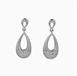 Hollow Water Drop Rhinestone Necklace Earrings Bracelet Ring Jewelry Set For Women