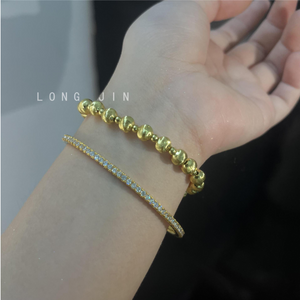 Women’s 4-Piece Stackable Bracelet Set, 14K Gold Plated & Silver Tone Available, Mother of Pearl Clover Charm Cubic Zirconia Layering Bracelets, Elegant Daily Party Jewelry Gift for Her
