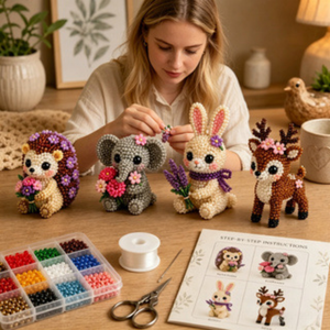 3D DIY Beaded Animal Craft Kit, Complete Beading Supplies with Step‑by‑Step Illustrated Instructions, Stress‑Relief Hand‑Making Ornament Set, Perfect Handmade Gift for Adults & Teenage Beginners
