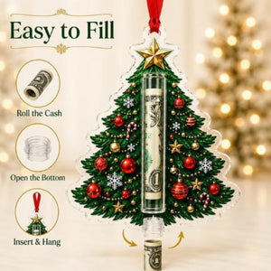Christmas Cash Holder Ornament, Creative Acrylic Money‑Hanging Decor, Unique Surprise Gift for Christmas Tree Decoration & Holiday Gift Giving