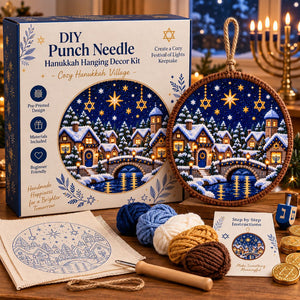 DIY Punch Needle Kit, Christmas Wreath Hanging Ornament, Beginner Friendly Handmade Wall Decor Gift
