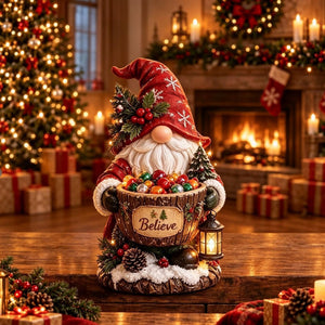 Light Up Christmas Candy Bowl Resin Figurine, Hollow Storage Bowl Holiday Tabletop Decor & Gift