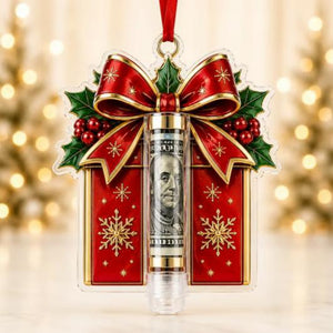 Christmas Cash Holder Ornament, Creative Acrylic Money‑Hanging Decor, Unique Surprise Gift for Christmas Tree Decoration & Holiday Gift Giving