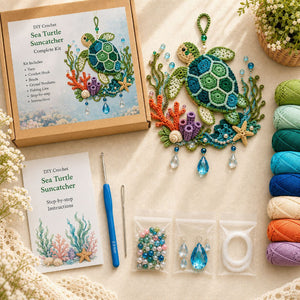 DIY Crochet Ocean Suncatcher Complete Kit | Handmade Window Hanging Craft Set for Beginners