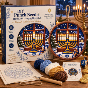 DIY Punch Needle Kit, Christmas Wreath Hanging Ornament, Beginner Friendly Handmade Wall Decor Gift