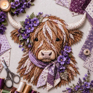 Highland Cow Fabric Art DIY Kit | Make Your Own Ready-to-Display Farmhouse Handmade Keepsake