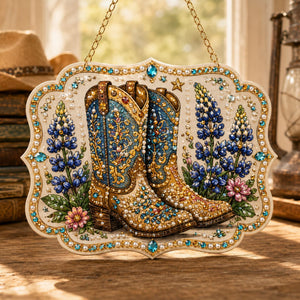 DIY Western Bead Art Wall Plaque - Horse, Cowboy Boot & Horseshoe Hanging Decor