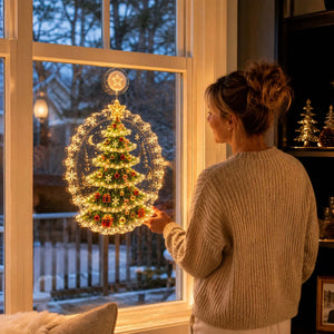 Christmas Window Hanging Lights, Premium Acrylic LED Suction Cup Decor Light, Festive Ornament for Holiday Home Decor & Christmas Gift