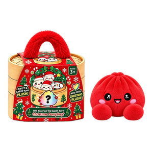 Christmas Mystery Dumpling Plush Toy, Cute Collectible Surprise Blind Box Plush with Steamer Gift Box, Holiday Stuffer Gift for Kids & Plush Lovers
