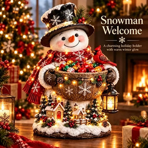 Light Up Christmas Candy Bowl Resin Figurine, Hollow Storage Bowl Holiday Tabletop Decor & Gift
