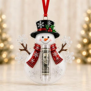 Christmas Cash Holder Ornament, Creative Acrylic Money‑Hanging Decor, Unique Surprise Gift for Christmas Tree Decoration & Holiday Gift Giving