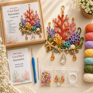 DIY Crochet Ocean Suncatcher Complete Kit | Handmade Window Hanging Craft Set for Beginners