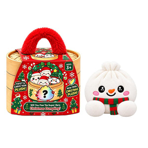 Christmas Mystery Dumpling Plush Toy, Cute Collectible Surprise Blind Box Plush with Steamer Gift Box, Holiday Stuffer Gift for Kids & Plush Lovers