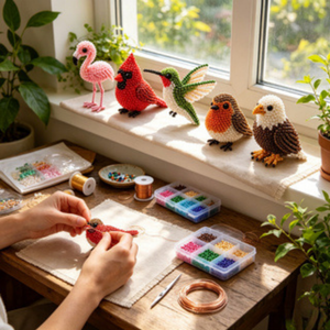 3D DIY Beaded Animal Craft Kit, Complete Beading Supplies with Step‑by‑Step Illustrated Instructions, Stress‑Relief Hand‑Making Ornament Set, Perfect Handmade Gift for Adults & Teenage Beginners