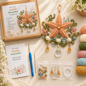 DIY Crochet Ocean Suncatcher Complete Kit | Handmade Window Hanging Craft Set for Beginners