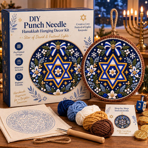 DIY Punch Needle Kit, Christmas Wreath Hanging Ornament, Beginner Friendly Handmade Wall Decor Gift