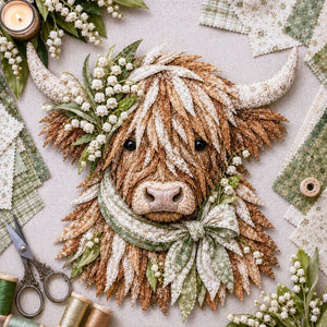 Highland Cow Fabric Art DIY Kit | Make Your Own Ready-to-Display Farmhouse Handmade Keepsake